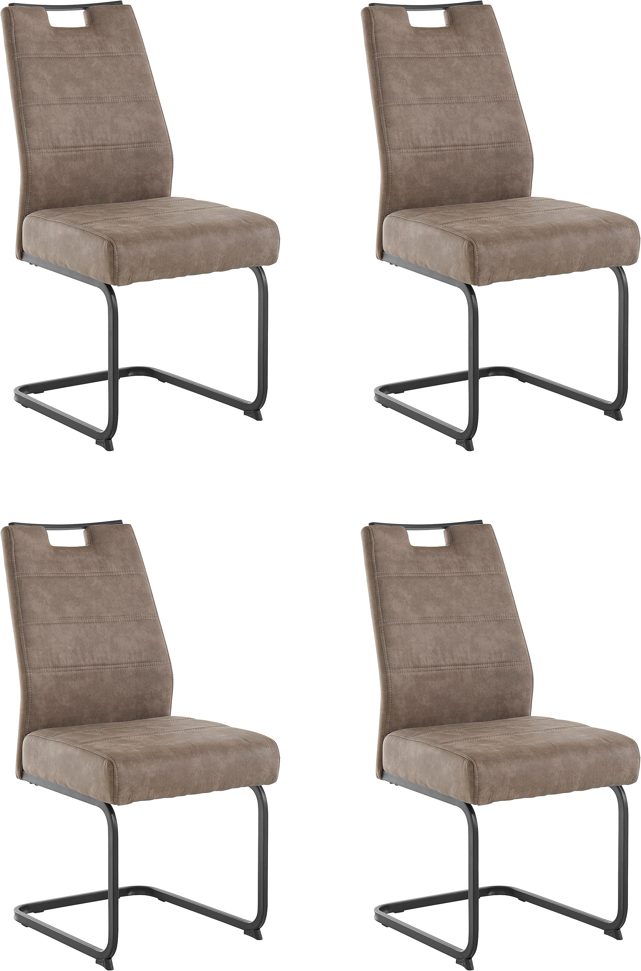 Esszimmerstuhl HELA "Lena", braun (vintage schlamm, schwarz), 4 Stk., Microfaser VINTAGE Lederoptik, Stoff, Stühle, Esszimmerstuhl, 1, 2 und 4 Stück, mit Federkern Polsterung, Schwingstuhl