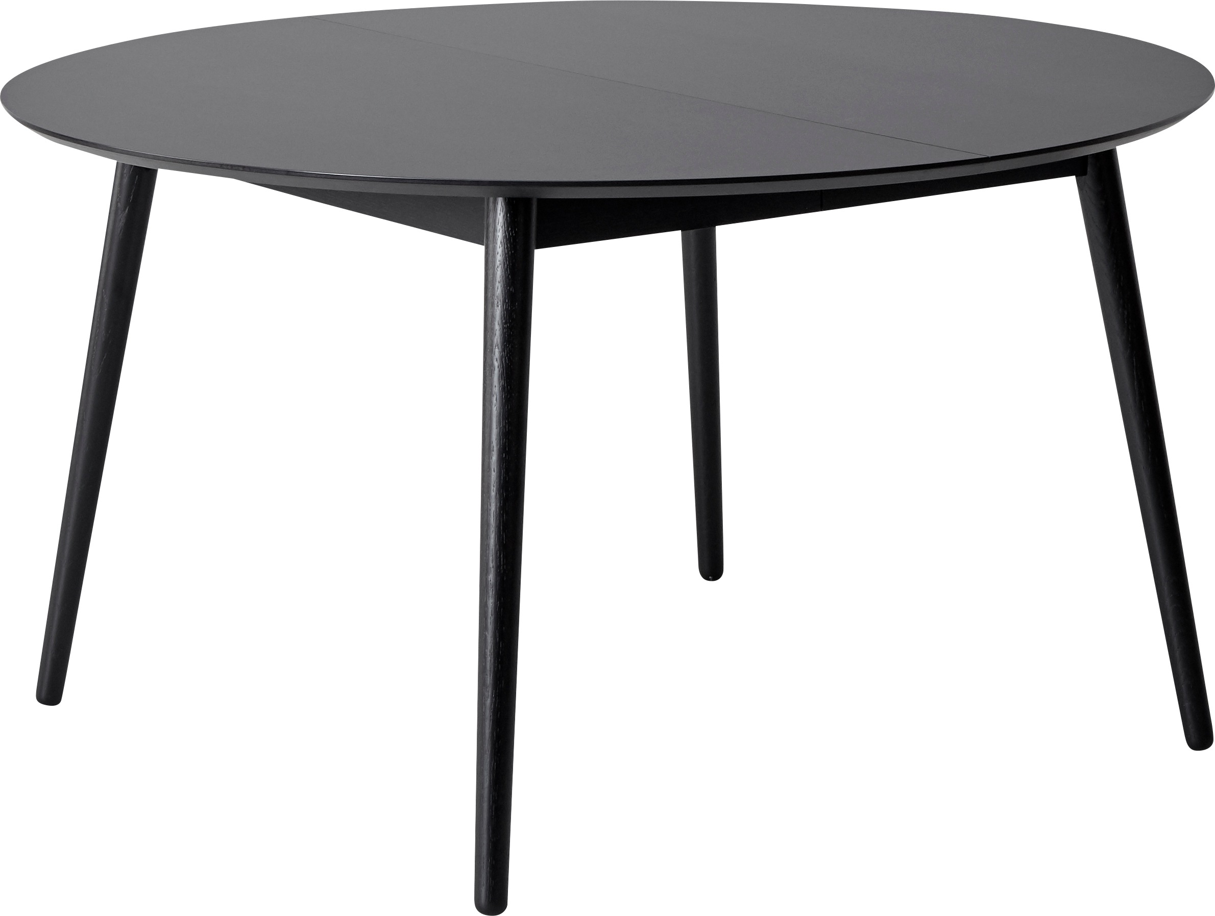 Esstisch HAMMEL FURNITURE "Meza Designtisch mit Auszugsfunktion und 2 Einlegeplatten", schwarz (schwarz, schwarz), B:135cm H:73,5cm T:135cm, Tischplatte: Schwarzes nanobehandeltes Fenix-Laminat (schwarzer Rand), Gestell: Schwarz gebeizt Esche...