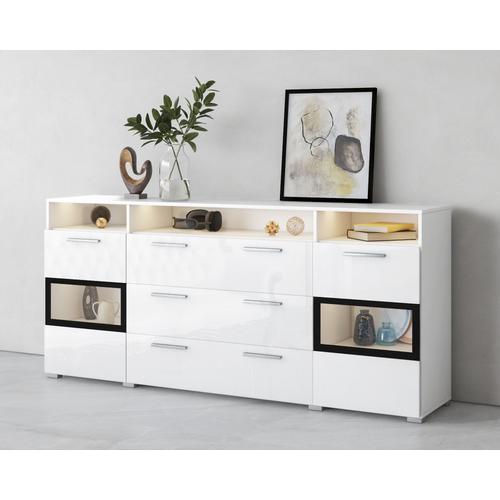 „Sideboard HELVETIA „“Sarah mix““ Sideboards weiß (weiß, hochglanz) Sideboards Breite 182 cm“