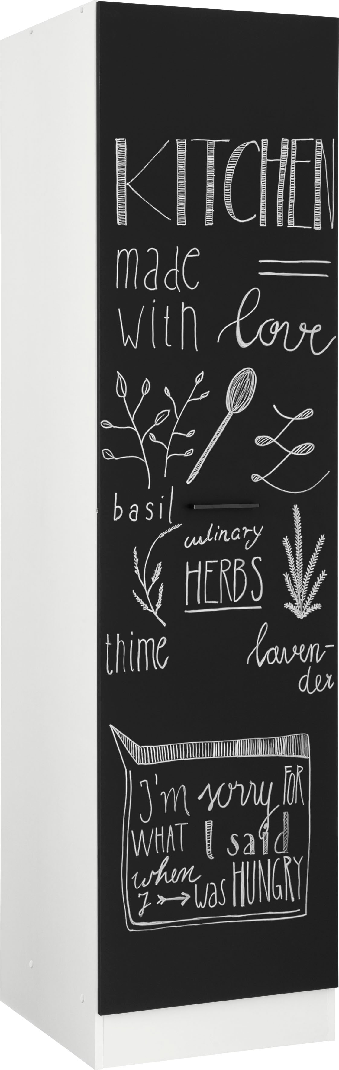 Vorratsschrank KOCHSTATION "KS-Trier", weiß (weiß hochglanz, weiß), B:50cm H:200cm T:60cm, Holzwerkstoff, Schränke, 50 cm breit, 200 cm hoch, mit Tafelfront zum beschreiben mit Kreide