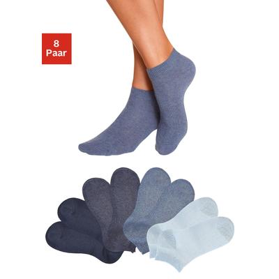 Kurzsocken GO IN, Damen, Gr. 39-42, blau (2x marine, 2x jeans, meliert, 2x mittelblau, meliert, 2x hellblau), Polyamid, Baumwolle, Elasthan, meliert, unifarben, elastisch, Socken, uni in Basic Farben Image
