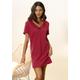 Nachthemd VIVANCE DREAMS, Damen, Gr. 56/58, N-Gr, rot, Single Jersey, Obermaterial: 100% Baumwolle, gemustert, feminin, bequem kurz, V-Ausschnitt, Kurzarm eingesetzt Häkelkante, Kleider, mit Herzchen-Druck
