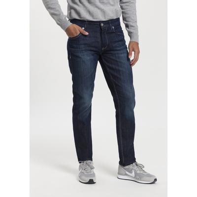 Straight-Jeans BRUNO BANANI "Dylan", Herren, Gr. 33, Länge 34, blau (dunkelblau), Obermaterial: 98% Baumwolle, 2% Elasthan, Basic, normal lang, Jeans, gerade Beinform, Used-Waschung, niedrige Leibhöhe, Topseller Image