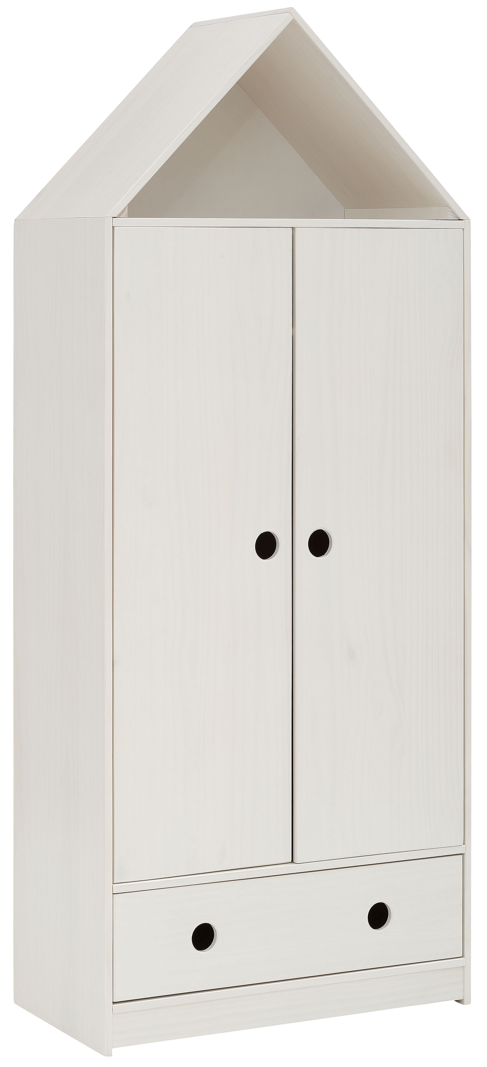 Kleiderschrank LÜTTENHÜTT "Alpi", weiß, B:75cm H:180cm T:40cm, Massivholz, Schränke, Kleiderschrank, Kiefernholz, mit Einlegeböden und Kleiderstange, Höhe 180 cm