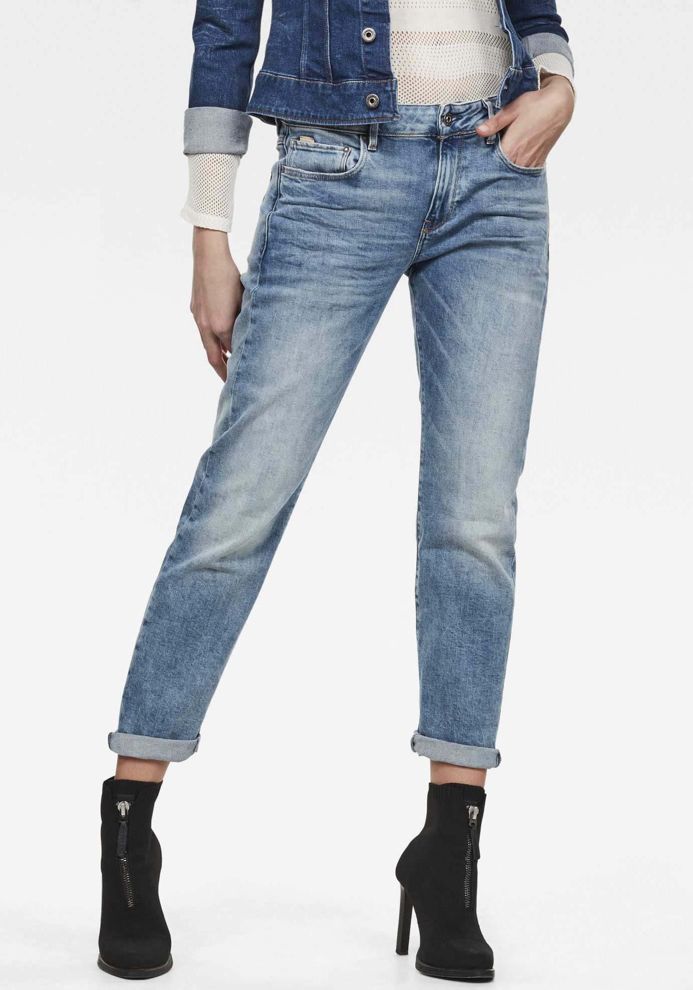 Boyfriend-Jeans G-STAR "Kate Boyfriend", Damen, Gr. 30, Länge 30, blau (light indigo aged (light blau)), Denim/Jeans, Obermaterial: 99% Baumwolle, 1% Elasthan, straight fit normal, Jeans, mit authentischen Used Effekten