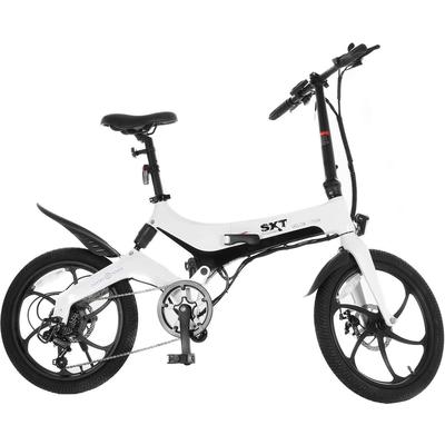 E-Bike SXT SCOOTERS "Velox MAX" E-Bikes Gr. 41 cm, 20 Zoll (50,80 cm), weiß (schwarz, braun) E-Bikes