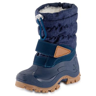 Snowboots LURCHI "Finn", Kinder, Gr. 36, blau (navy, gemustert), Synthetik, Textil, sportlich, Schuhe, Winterboots mit Schurwolle, Größenschablone zum Download