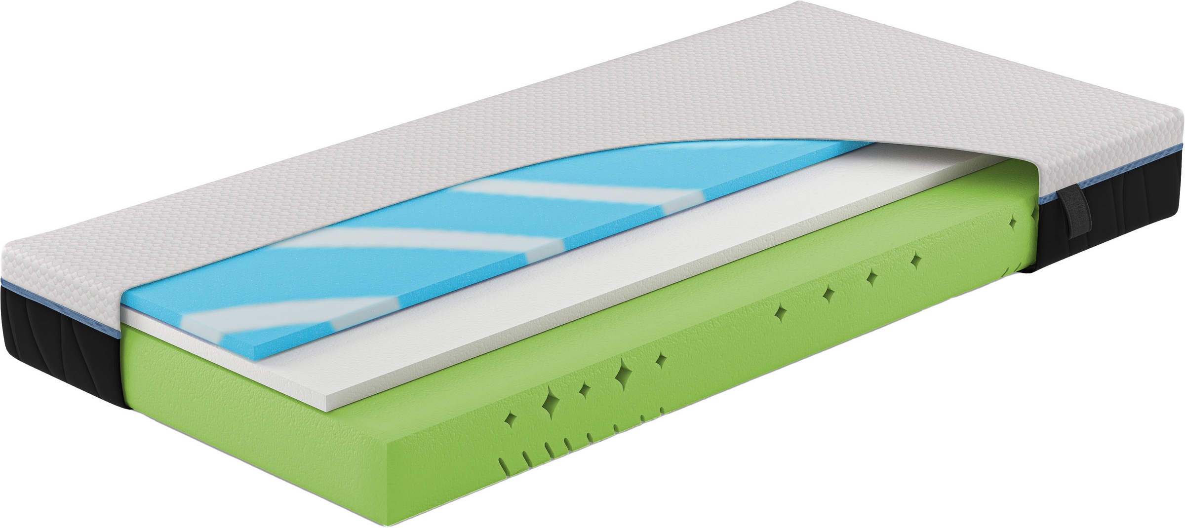 Kaltschaummatratze HN8 SCHLAFSYSTEME "Royal Visco" Gr. 2, weiß, B:90cm H:25cm L:190cm, Bezug: 67% Polyester, 32% Viskose, 1% Elasthan, Matratzen, Schulterkomfortzone und GelTouch-Auflage für optimale Körperanpassung