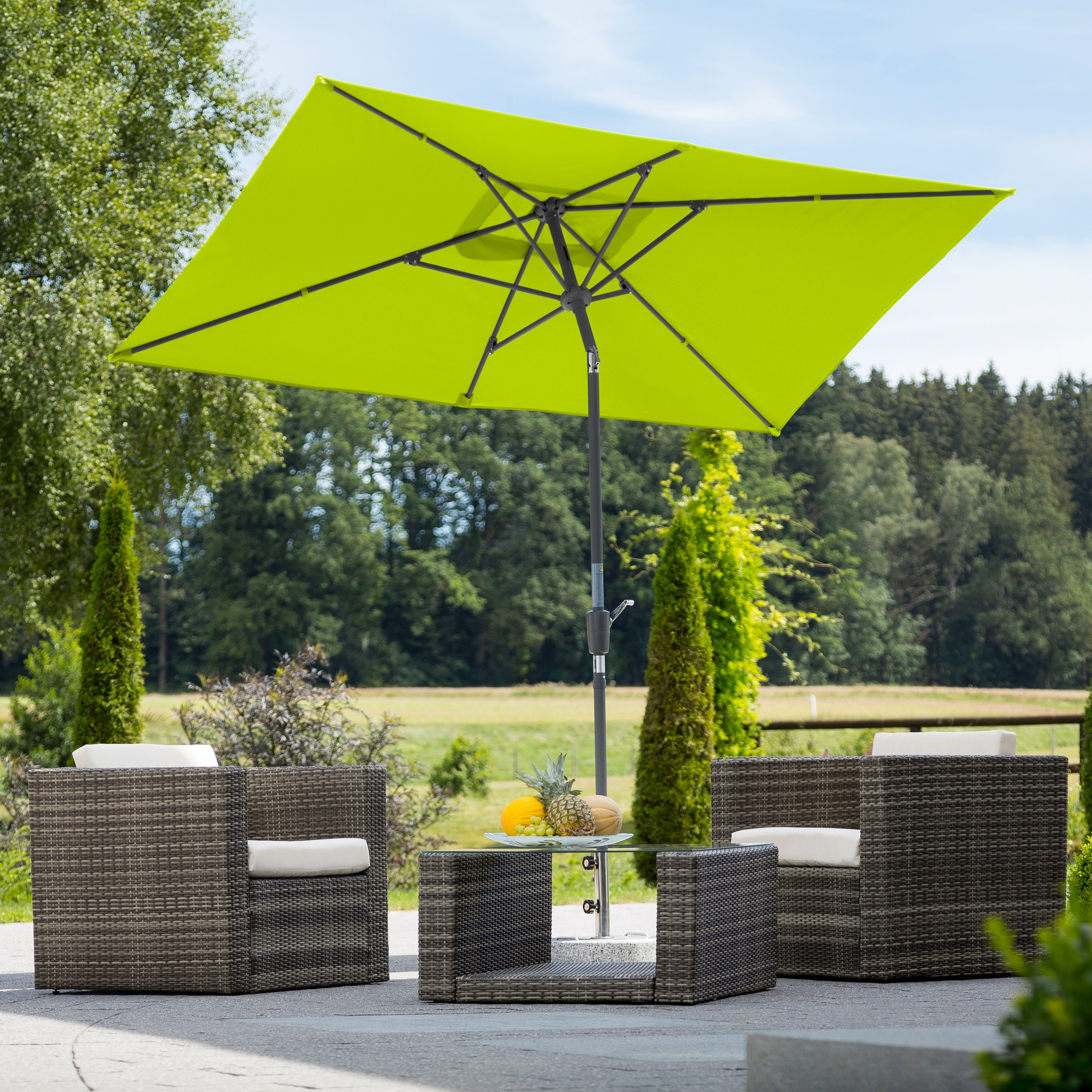 Rechteckschirm SCHNEIDER SCHIRME "Tunis", grün (hellgrün), Obermaterial: 100% Polyester, Standschirme, abknickbar, ohne Schirmständer