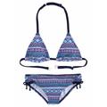 Triangel-Bikini S.OLIVER Gr. 134/140, N-Gr, blau (blau, bedruckt) Kinder Bikini-Sets Bikinis