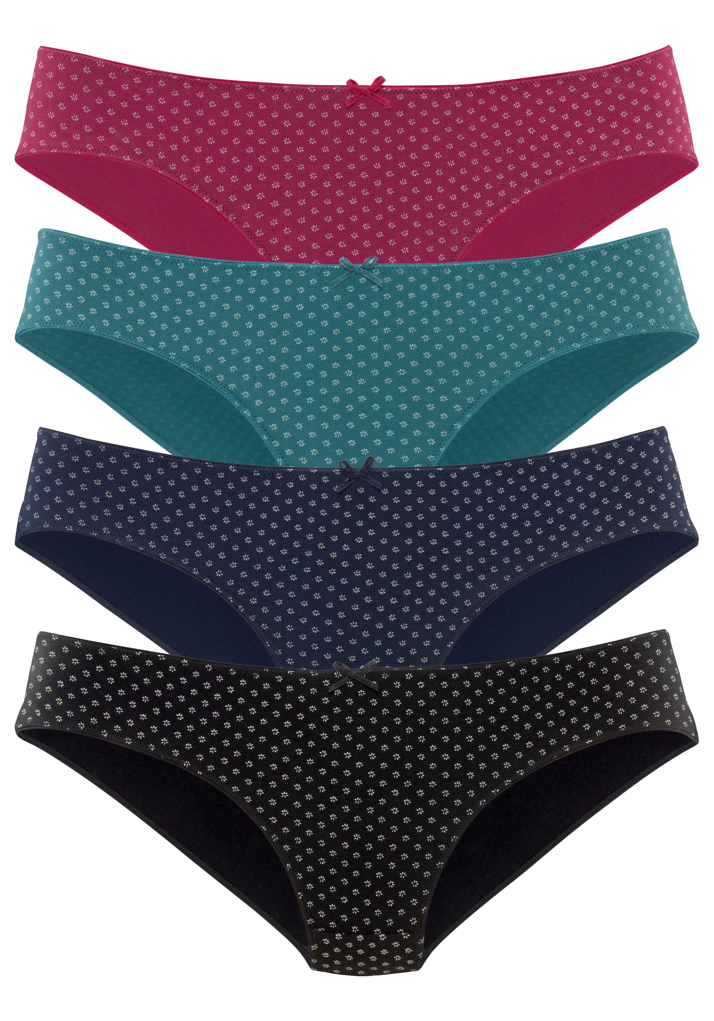 Bikinislip S.OLIVER, Damen, Gr. 48/50, bunt (lila, navy, petrol, schwarz), Obermaterial: 95% Baumwolle, 5% Elasthan, gemustert, körpernah, Unterhosen, aus elastischer Baumwolle Image