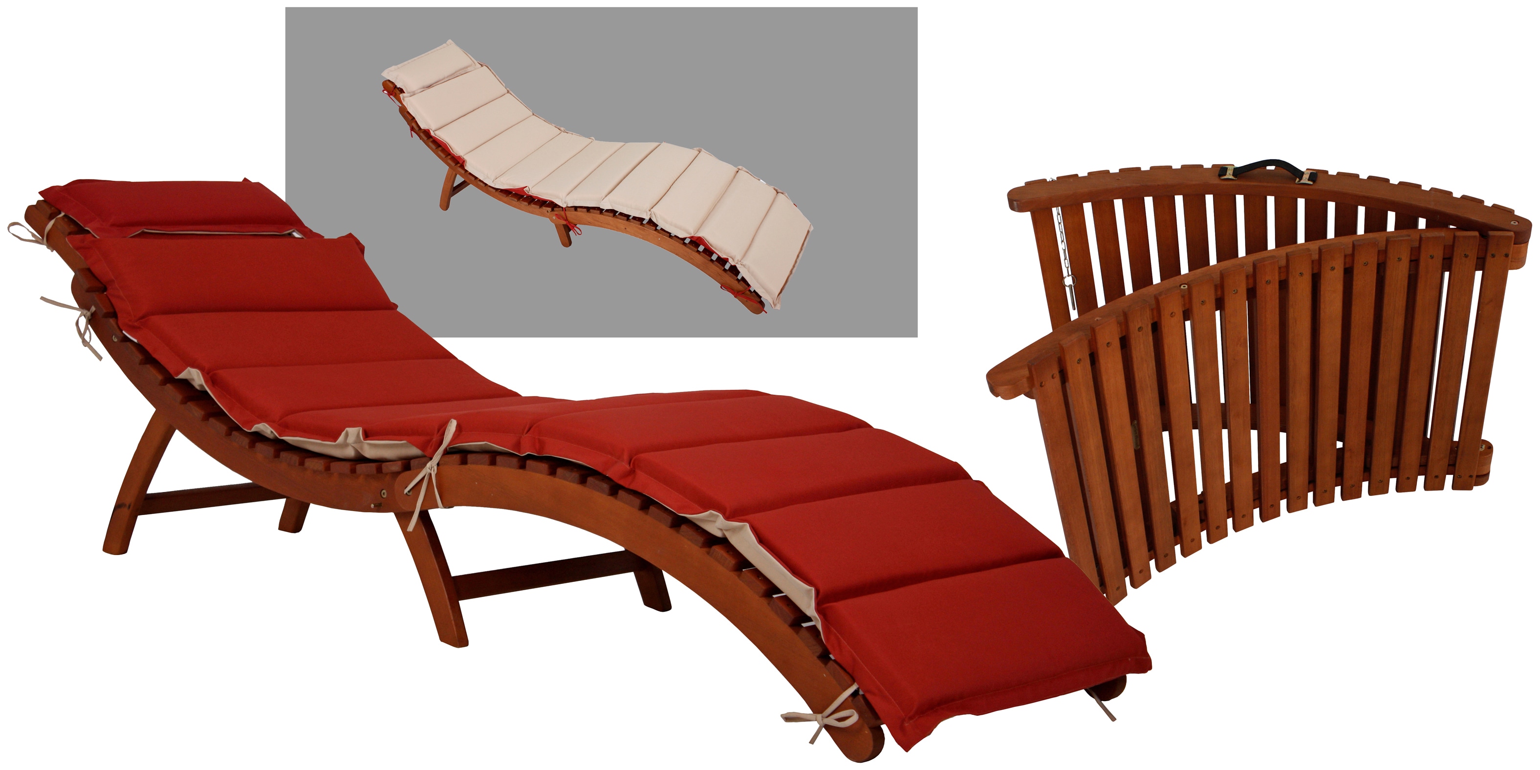 Gartenliege GARDEN PLEASURE "NASSAU", braun, Gartenliegen, Gartenliege, mit Wendeauflage