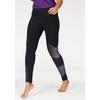 Leggings KANGAROOS, Damen, Gr. 50, N-Gr, schwarz (schwarz, lila), Single Jersey, Obermaterial: 95% Baumwolle, 5% Elasthan, bedruckt, sportlich, eng knöchellang, Hosen, Große Größen