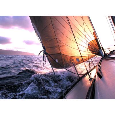 Fototapete PAPERMOON "Sailing to Sunset", bunt (mehrfarbig), B:5m L:2,8m, Vlies, Tapeten Image