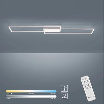 JUST LIGHT Deckenleuchte "ASMIN", silber (edelstahlfarben), B:25,5cm H:6cm L:109,5cm, Lampen, CCT - über Fernbedienung, 