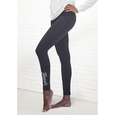 Leggings BENCH. LOUNGEWEAR, Damen, Gr. 40/42, N-Gr, schwarz, Single Jersey, Obermaterial: 95% Baumwolle, 5% Elasthan, unifarben, Basic, figurbetont lang, Hosen, mit glänzender Logostickerei Image