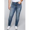 Stretch-Jeans SHEEGO "Große Größen", Damen, Gr. 20, Kurzgrößen, blau (blau denim), Obermaterial: 96% Baumwolle, 4% Elasthan (LYCRA XTRA LIFE), unifarben, casual, lang, Jeans, Skinny mit Bodyforming-Effekt