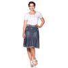 Jeansrock SHEEGO BY JOE BROWNS "Große Größen", Damen, Gr. 50, blau (blau denim), Obermaterial: 100% Baumwolle, unifarben, modisch, figurumspielend knieumspielend, Röcke, Saumabschluss hell abgesetzt