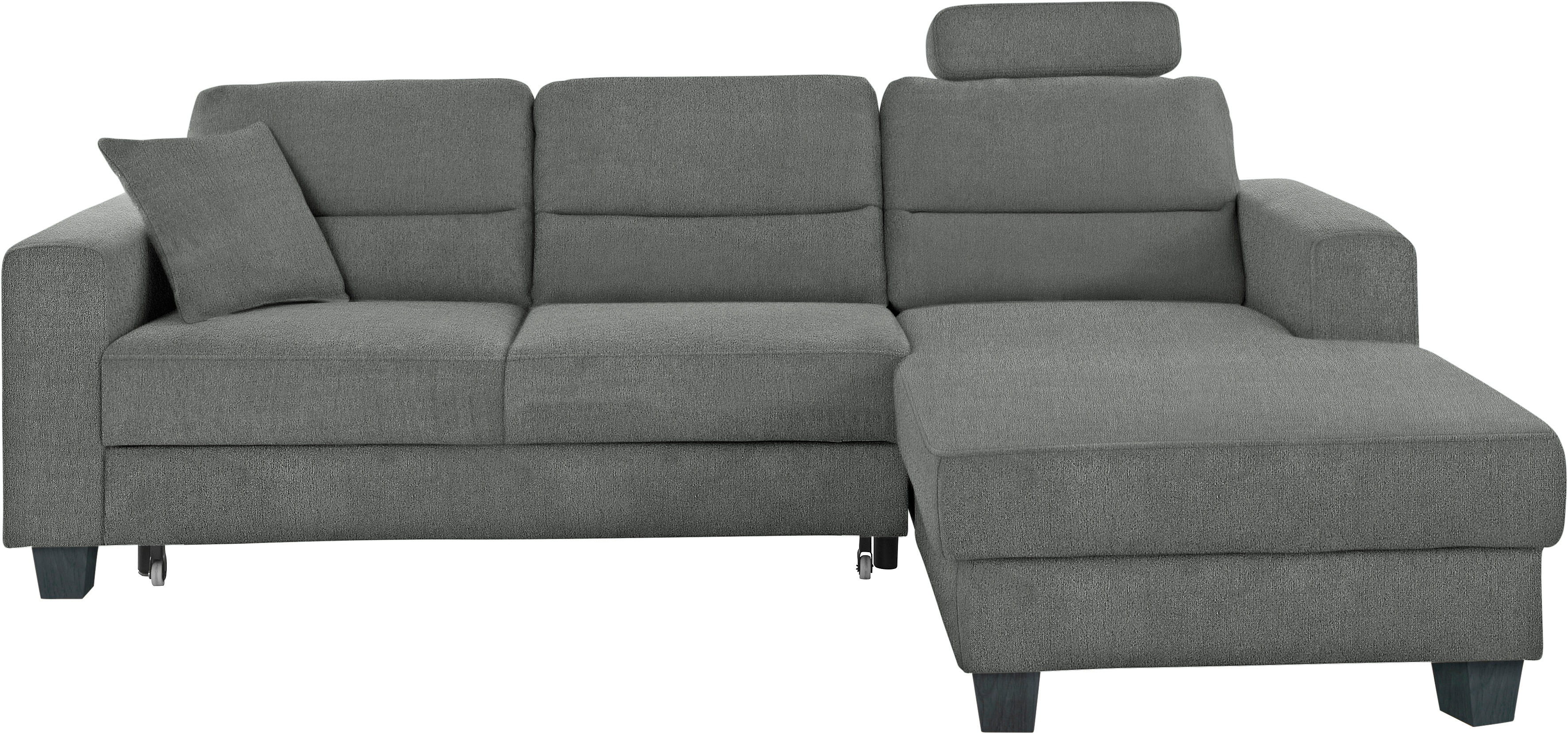 Ecksofa TRENDMANUFAKTUR "Chamber, zeitlos und modern, hoher Sitzkomfort, L-Form", grau (silbergrau), B:247cm H:85cm T:165cm, Sofas, Ecksofa, wahlweise mit Schlaffunktion