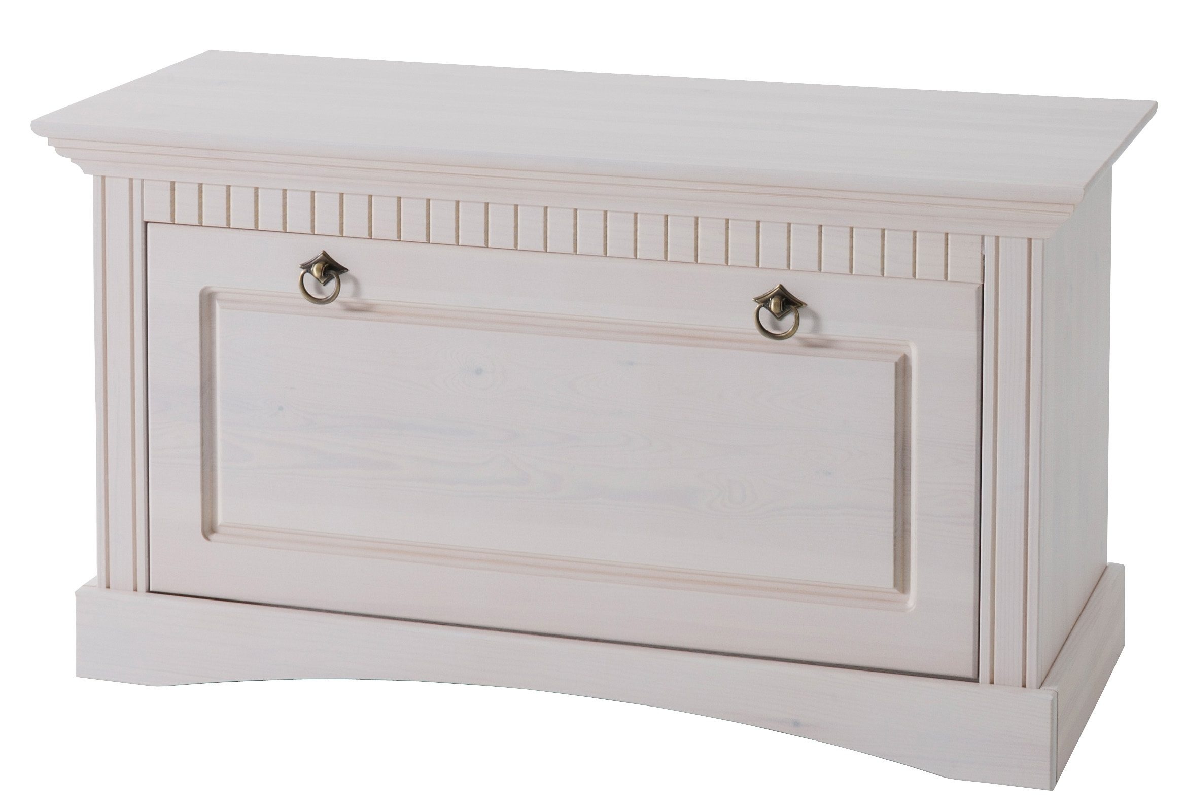 Schuhtruhe HOME AFFAIRE "Rustic", weiß, B:90cm H:49cm T:38cm, FSC-zertifiziertes Massivholz, Truhen, aus massiver Kiefer, Sitzhöhe 49 cm, mit Kassettenoptik