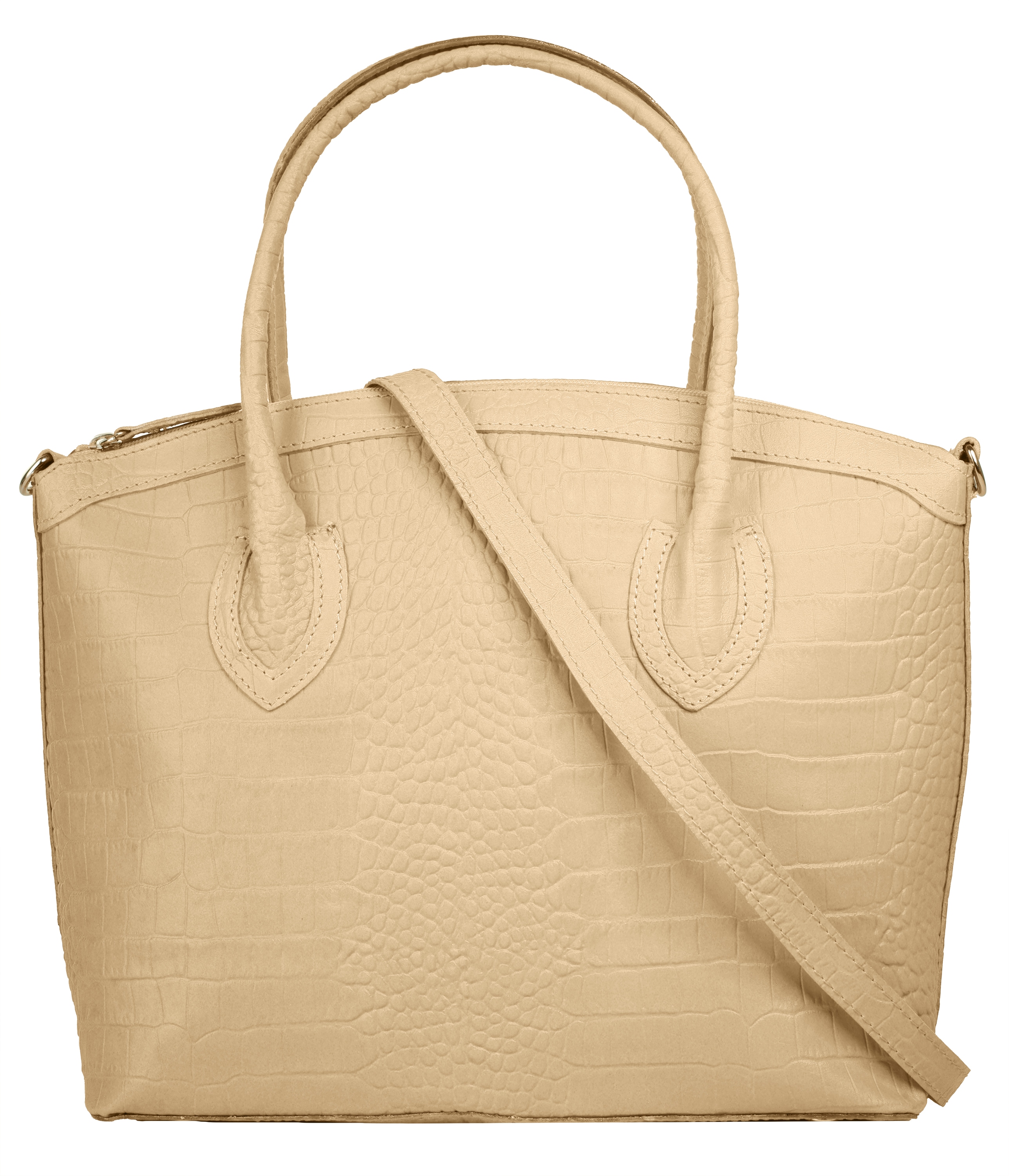 Henkeltasche CLUTY, Damen, Gr. B/H/T: 32cm x 27cm x 5cm onesize, beige, Leder, Taschen, echt Leder, Made in Italy Image