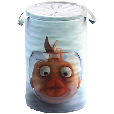 Wäschekorb SANILO "Goldfisch", orange (orange, blau), H:55cm Ø:37cm, Polyester, Wäschesammler Image