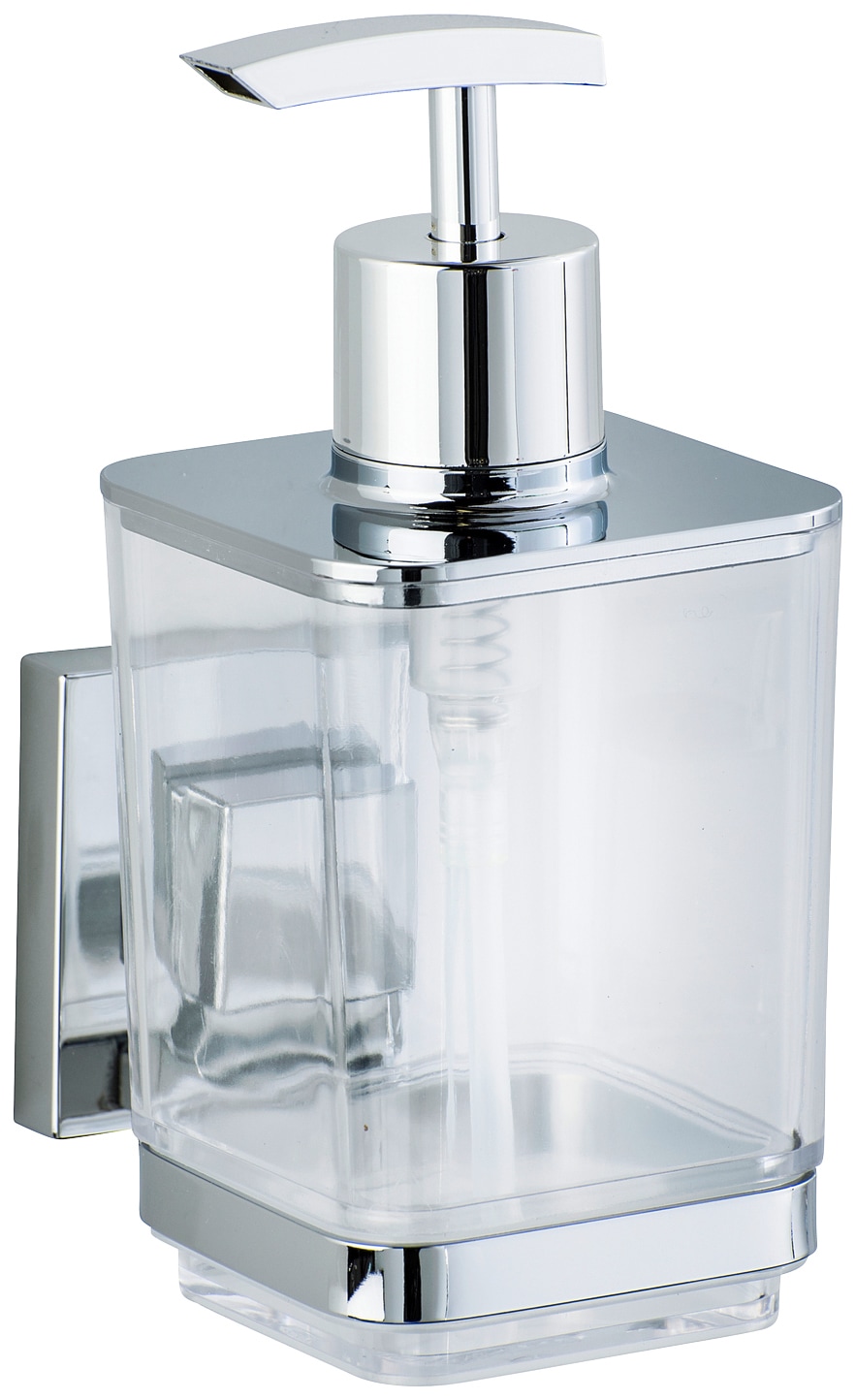 Seifenspender WENKO "Vacuum-Loc Quadro", grau (chromfarben), Edelstahl, Kunststoff, Dosierspender, Seifenspender, Befestigen ohne bohren