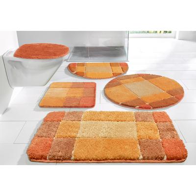 Badematte MY HOME "Pia" Gr. 8, orange (terra), H:20mm, Polyester, Badematten, Badteppich, karierte Badematten, rechteckig, rund & als 3-tlg. Set Image