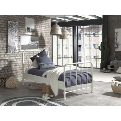 Jugendbett VIPACK "Bronxx, Einzelbett 90/200, sehr stabil, romantische Optik", weiß, B:96,5cm H:110cm L:206cm, Betten, Kinderbett Jugendbett, Oberfläche pulverbeschichtet, verschiedene Farben zur Wahl
