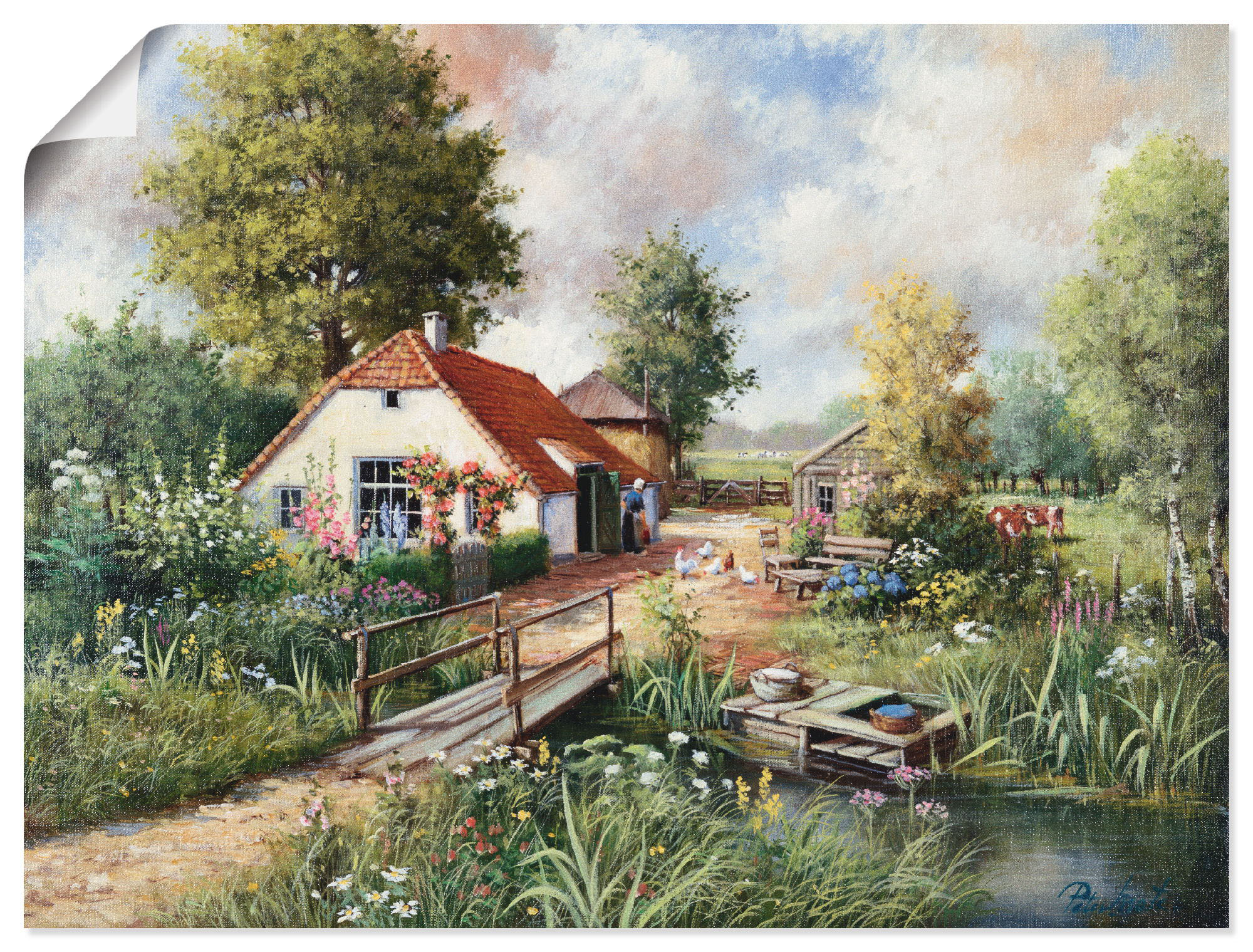Wandbild ARTLAND "Bauernhof", grün (farbe bild(er): grün), B:60cm H:45cm, Papier, Bilder, als Leinwandbild, Poster in verschied. Größen Image