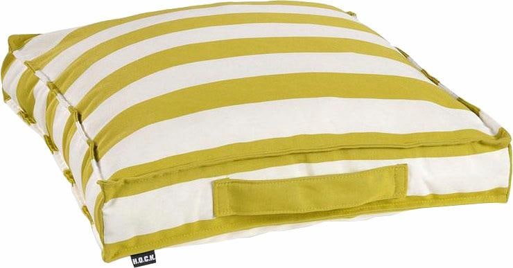 Sitzkissen H.O.C.K. "Classic Streifen Outdoor", grün (grün, gestreift), B:50cm H:10cm L:50cm, Polyacryl, Dekokissen_Sitzkissen_Kissenhüllen, wasser- und schmutzabweisend