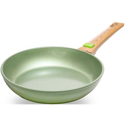 Bratpfanne JUST VEGAN "CeraVegan", grün (dunkelgrün), B:25cm H:5cm L:44cm Ø:24cm, Pfannen, pflanzliche Keramikbeschichtung, abnehmbarer Griff, Induktion