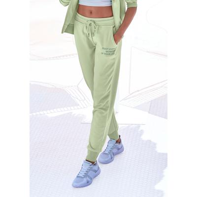 Jogginghose BUFFALO, Damen, Gr. 44/46, N-Gr, grün (jade), angeraute Sweatware, Obermaterial: 60% Baumwolle, 40% Polyester, unifarben, casual, bequem lang, Hosen, mit seitlichen Eingrifftaschen, Loungeanzug Image