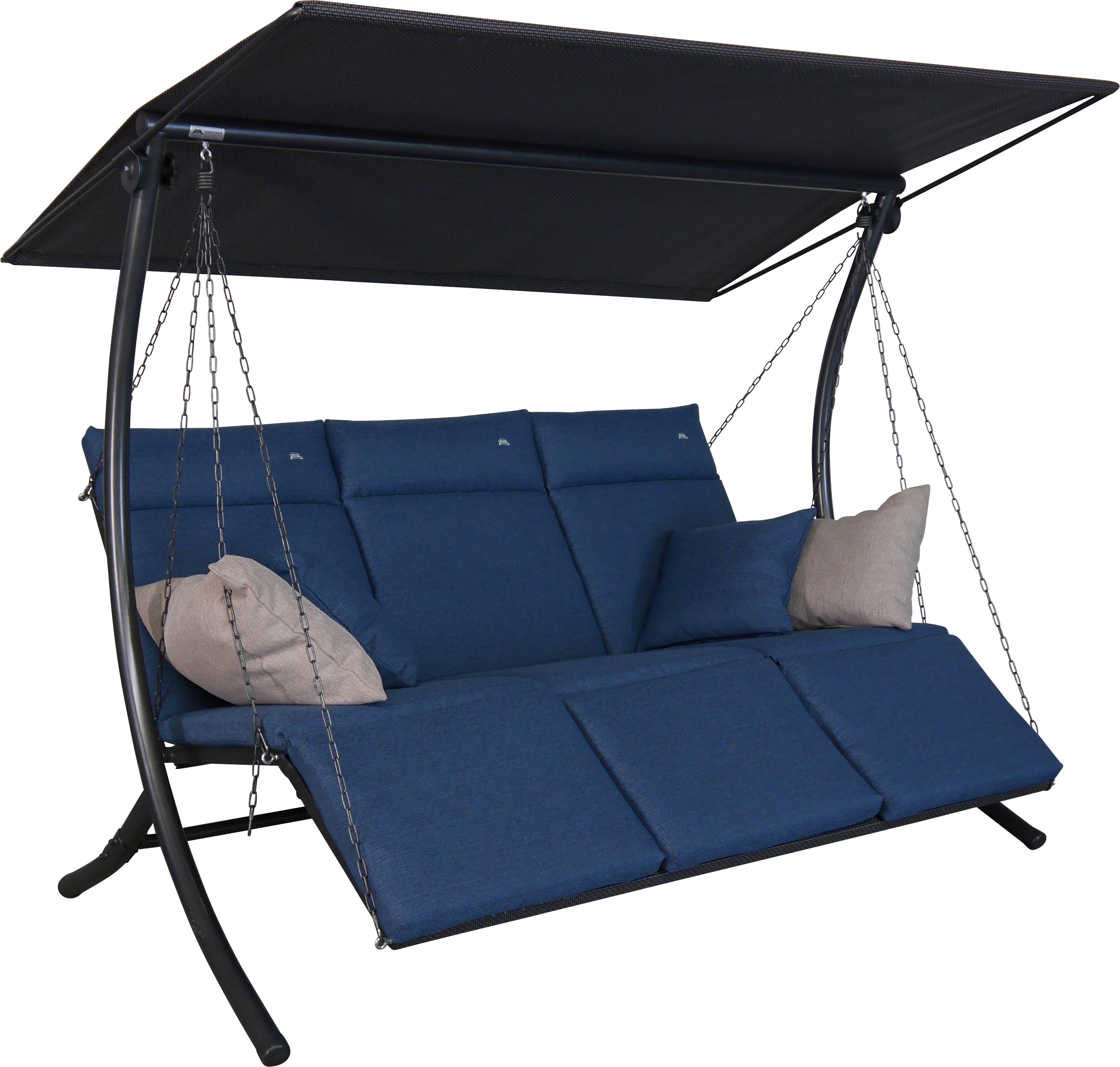 Hollywoodschaukel "Swing Smart denim", blau, B:210 H:160 T:145, Obermaterial: 100% Polyester, ANGERER FREIZEITMÖBEL, Hollywoodschaukeln Image