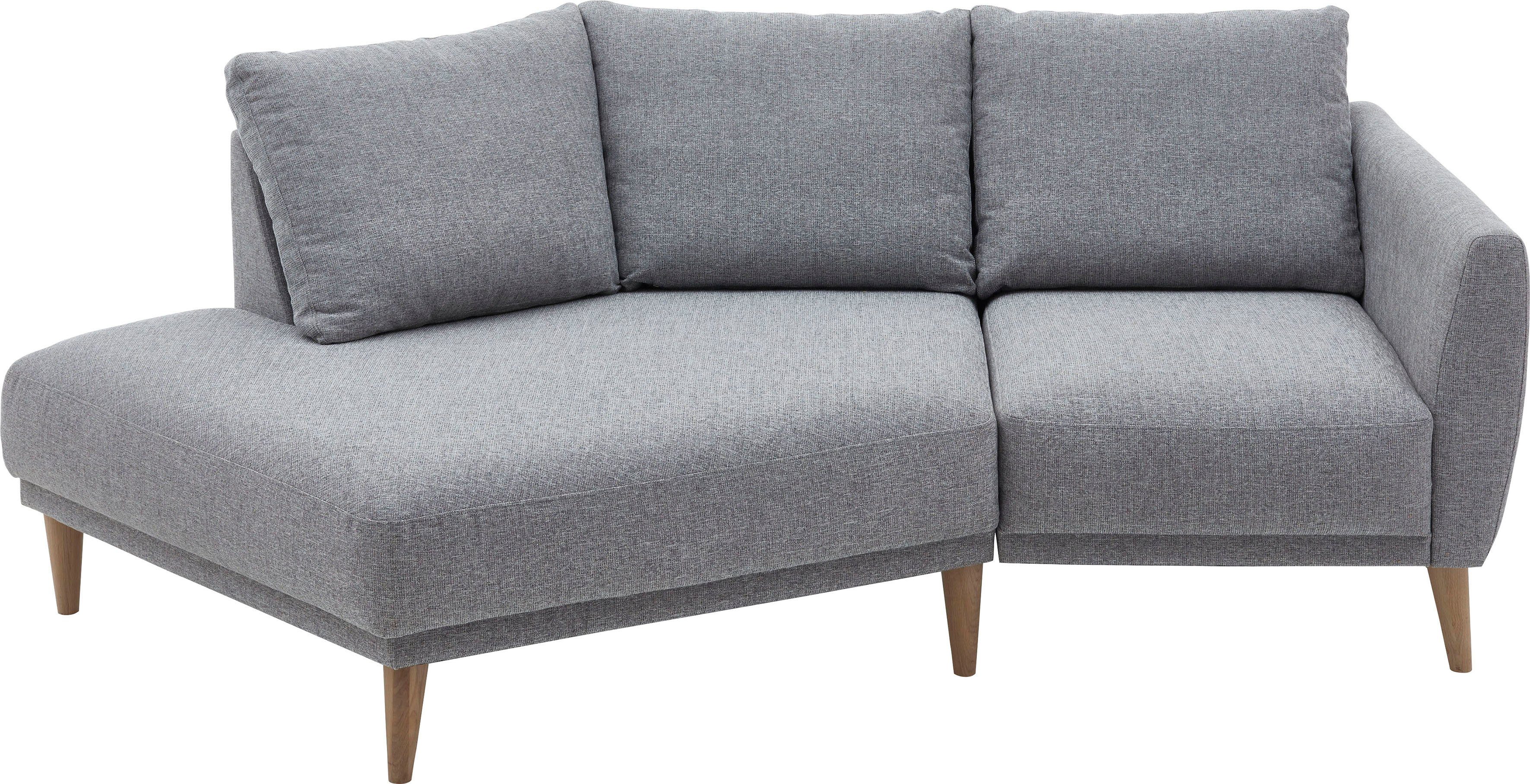 2,5-Sitzer "Elvis", grau (saltnpepper), B:220cm H:80cm T:127cm, 79% PES; 21% PP, ATLANTIC HOME COLLECTION, Sofas, Polsterecke mit offenem Ende im skandinavischen Stil, Massivholzfüße