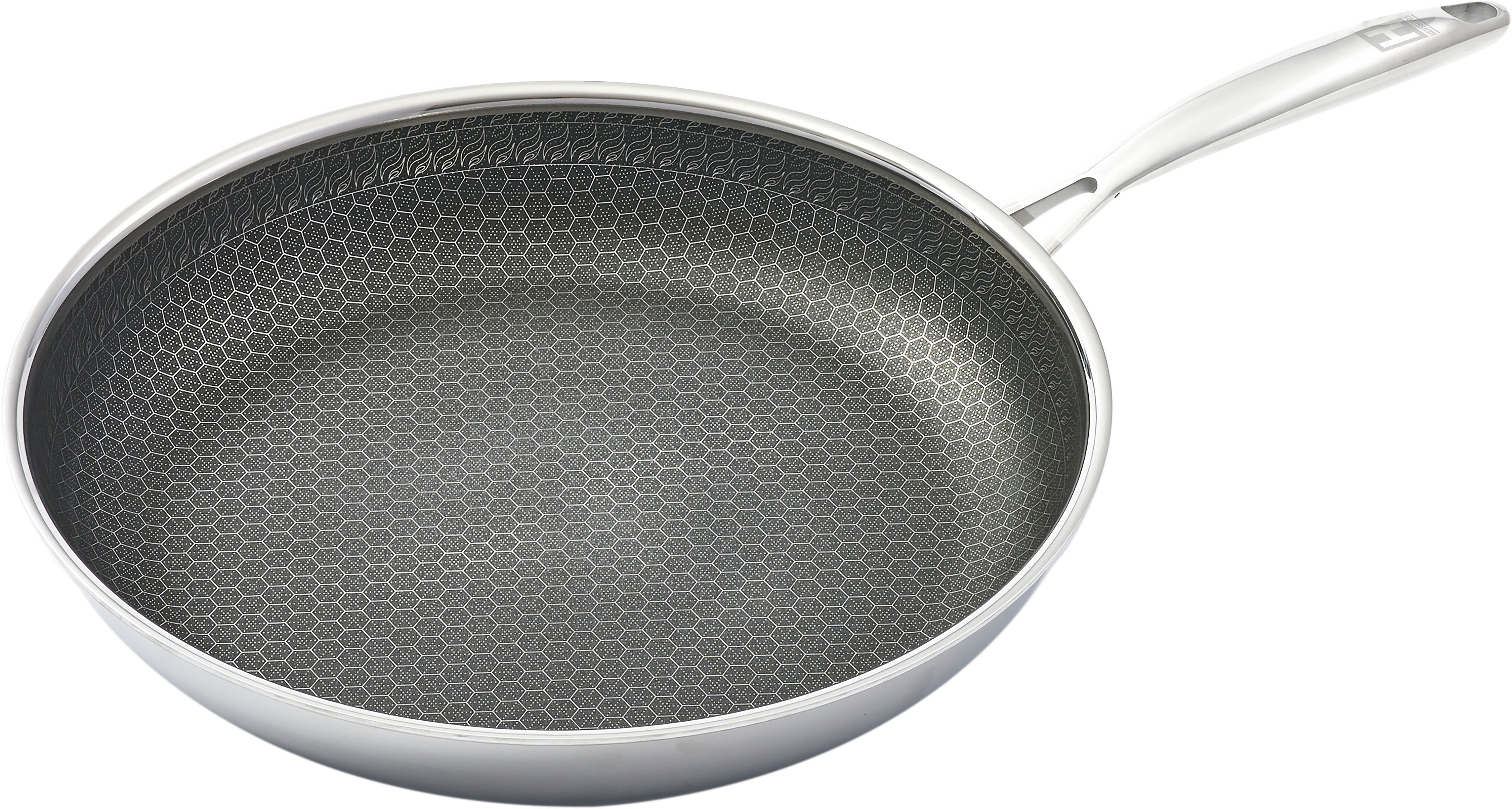 Bratpfanne HENSSLERS, silber (edelstahlfarben), B:29cm H:4cm L:50cm Ø:28cm, Pfannen, 3-Schicht Material, Wabenstruktur und Antihaftbeschichtung, Induktion Image