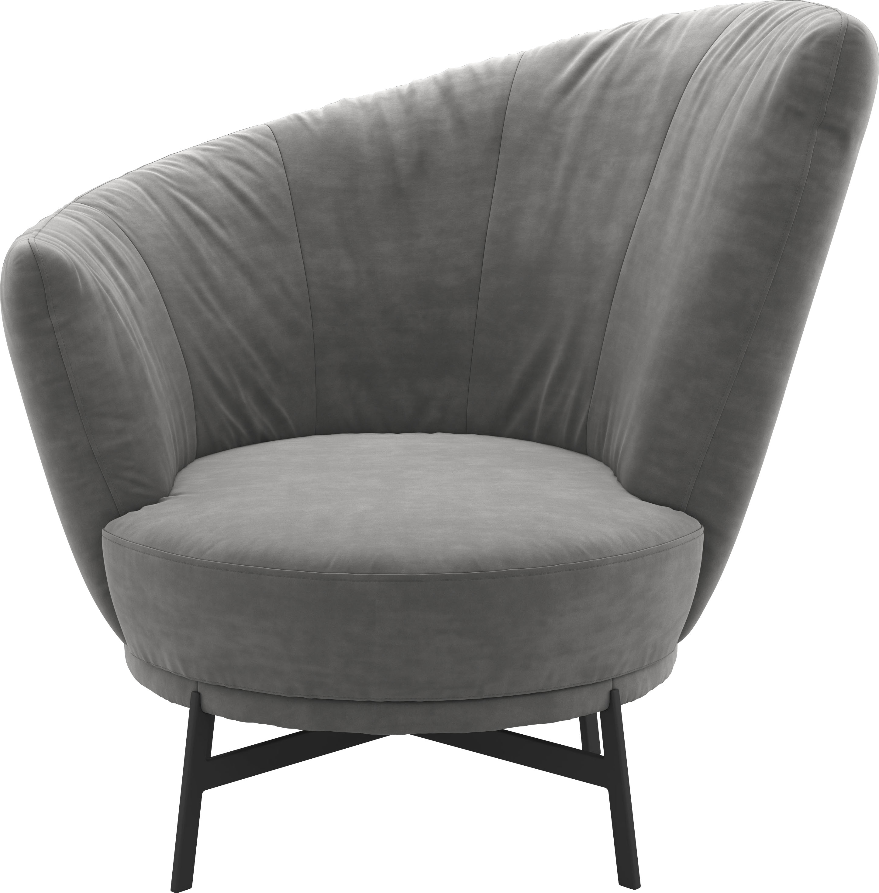 Drehsessel MUSTERRING "Kleo", grau (stone samt), B:97cm H:95cm T:88cm, 100% Polyester, Sessel, mit Drehfunktion um 360, inklusive Nierenkissen