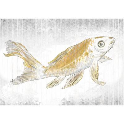 Vliestapete KOMAR "Digitaldruck Vlies - Golden Koi - Größe 400 x 280 cm", grau (gold, grau, weiß), B:400m L:280m, Vlies, Tapeten, Wohnzimmer, Schlafzimmer Image