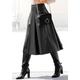 Lederimitatrock LASCANA Gr. 42, schwarz Damen Röcke Lederimitatröcke in Midilänge, hochgeschnittener Faltenrock, casual-chic