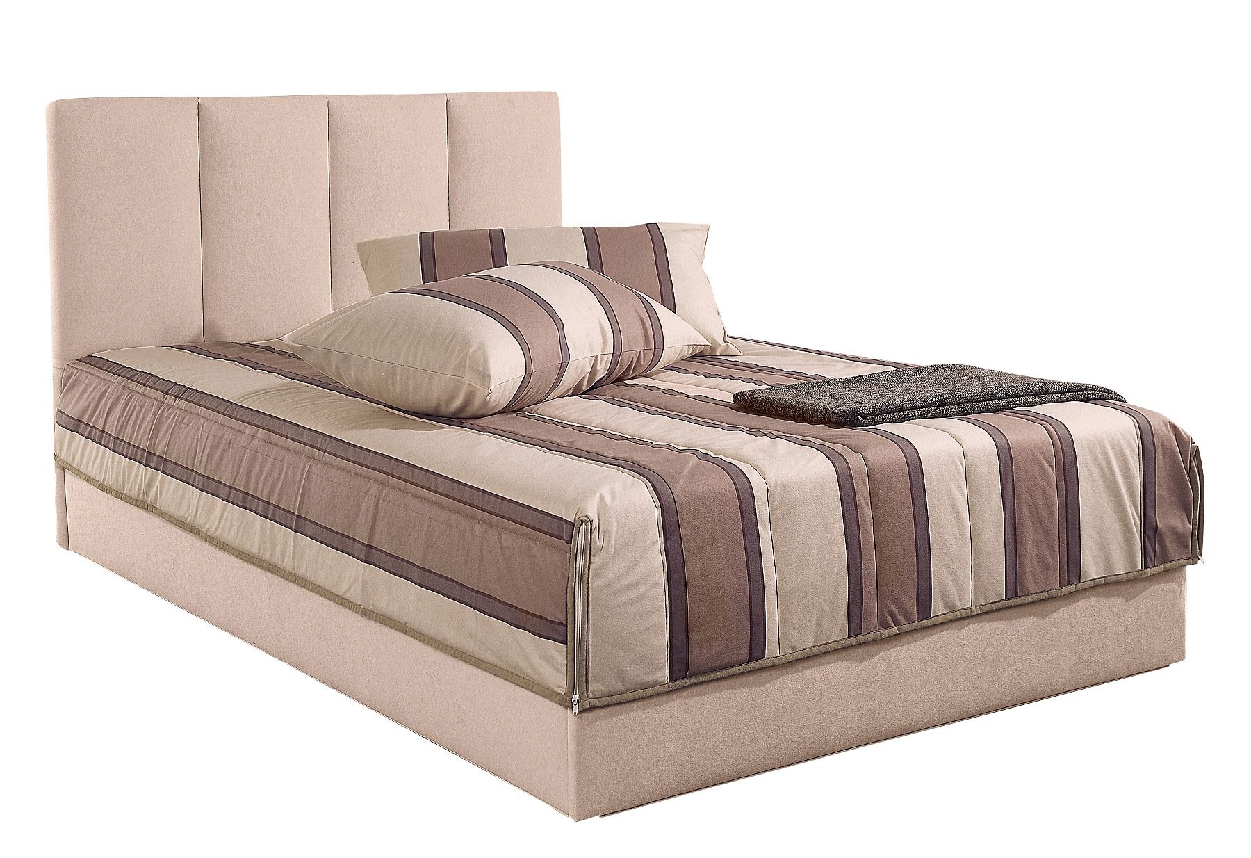 Polsterbett, beige, B:130cm L:210cm, Bezug Bett: Microfaser (100% Polyester);Bonnell-Federkernmatratze: 51% Polypropylen, 39% Polyester und 10% Baumwolle;Kaltschaummatratze: 100% Polyester, Bezug abnehm- und waschbar bis 60C, WESTFALIA...
