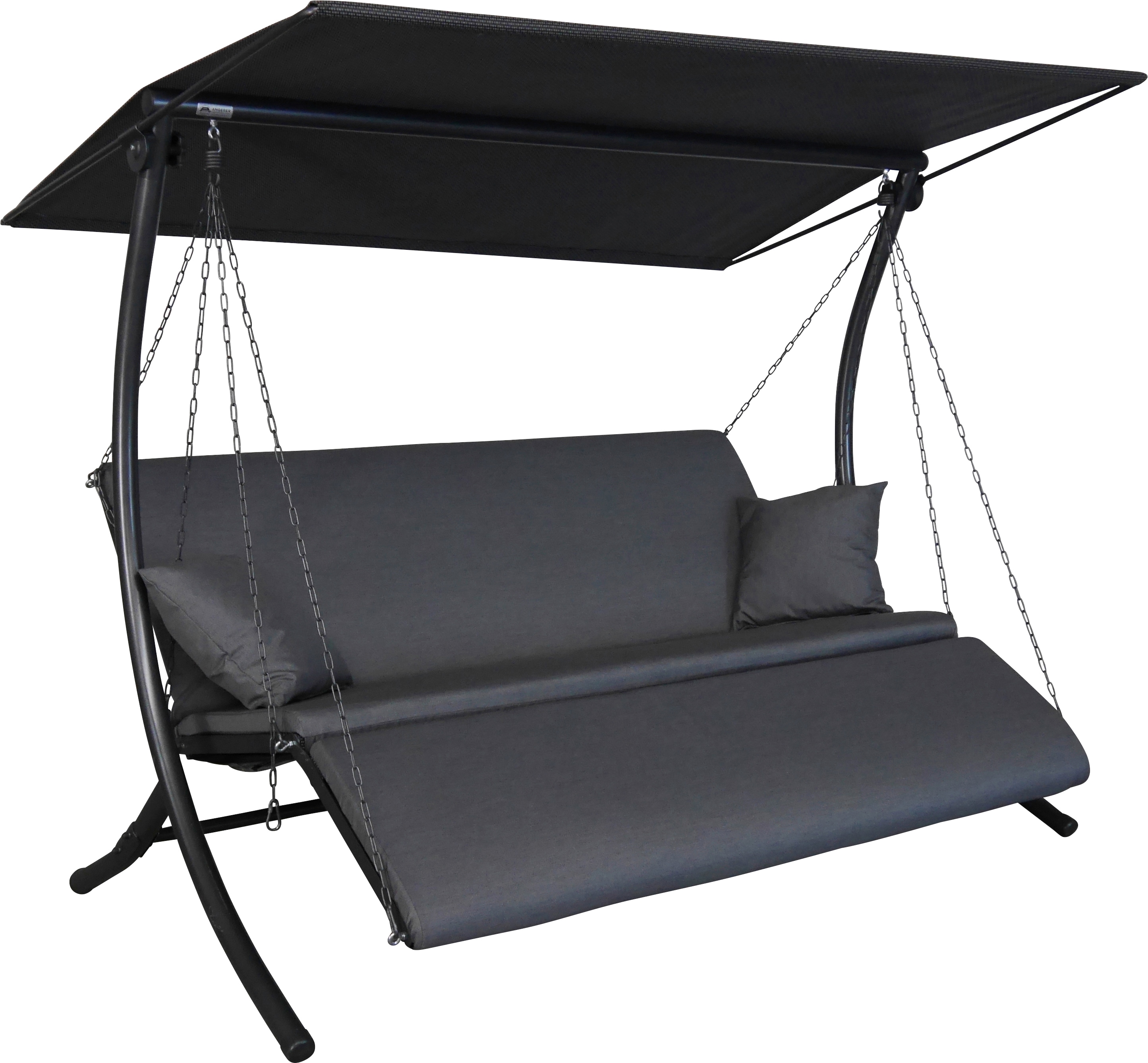 Hollywoodschaukel "Swing Zip anthrazit", grau (dunkelgrau), B:210cm H:160cm T:145cm, Obermaterial: 100% Polyacryl, ANGERER FREIZEITMÖBEL, Hollywoodschaukeln, wetterfest