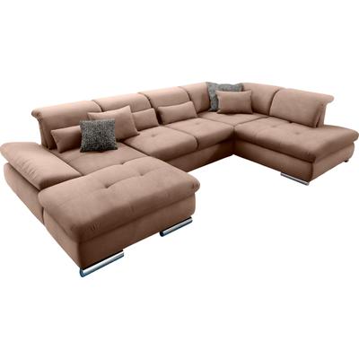 Wohnlandschaft "SO 4100 komfortable Federkernunterfederung, inkl. Kopfteilverstellung", braun (braun 16), B:365cm H:80cm T:225cm, SET ONE BY MUSTERRING, Sofas, wahlweise Bettfunktion und Sitztiefenverstellung, U-Form Image