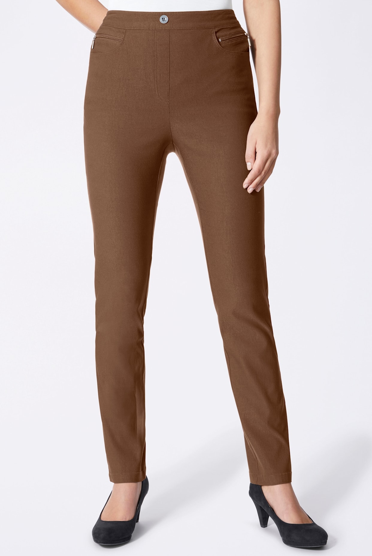 Webhose CLASSIC BASICS, Damen, Gr. 21, Kurzgrößen, braun (toffee), 72% Viskose, 25% Polyamid, 3% Elasthan, unifarben, lang, Hosen Image