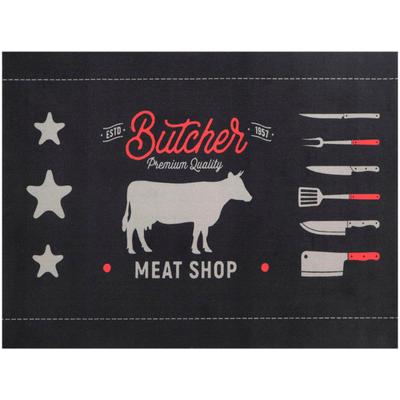 Fußmatte "BBQ Grillunterlage BEEF, Made in Belgium", schwarz, B:90cm H:5mm L:120cm, Polyamid, PRIMAFLOR-IDEEN IN TEXTIL, Teppiche, Grillmatte ideal als Bodenschutz, ruschhemmend, waschbar Image