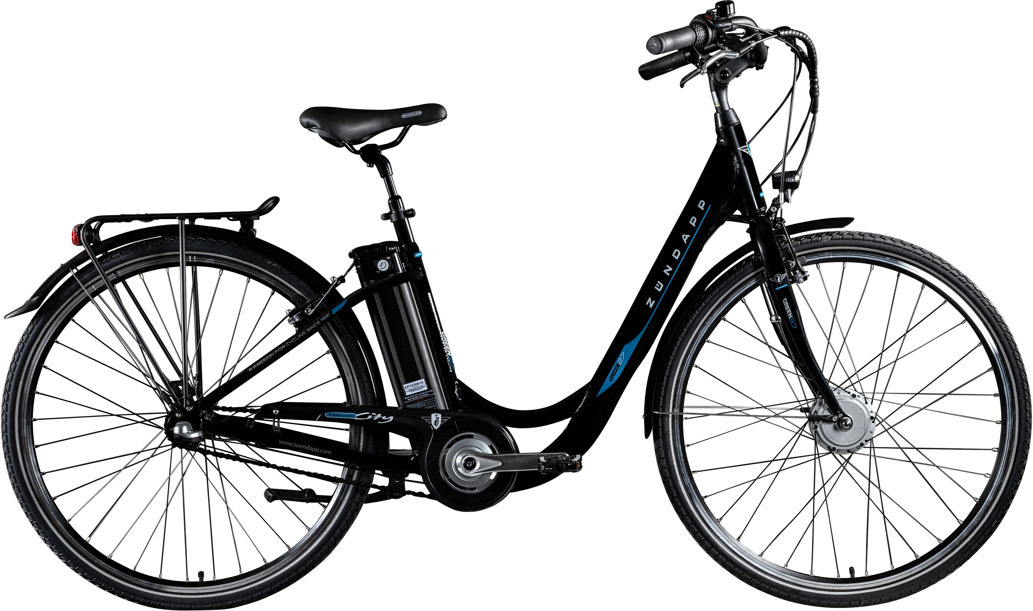 E-Bike ZÜNDAPP "Green 2.7" Gr. 48, schwarz (schwarz, blau, schwarz), Elektrofahrräder, 48cm, 28 Zoll (71,12cm), Pedelec, Elektrofahrrad für Damen u. Herren Image