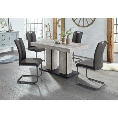 Essgruppe HELA "ROSE", grau (betonoptik, anthrazit), Sitzmöbel-Sets, bestehend aus einem Tisch 140-180 cm und 4 Stühlen Image