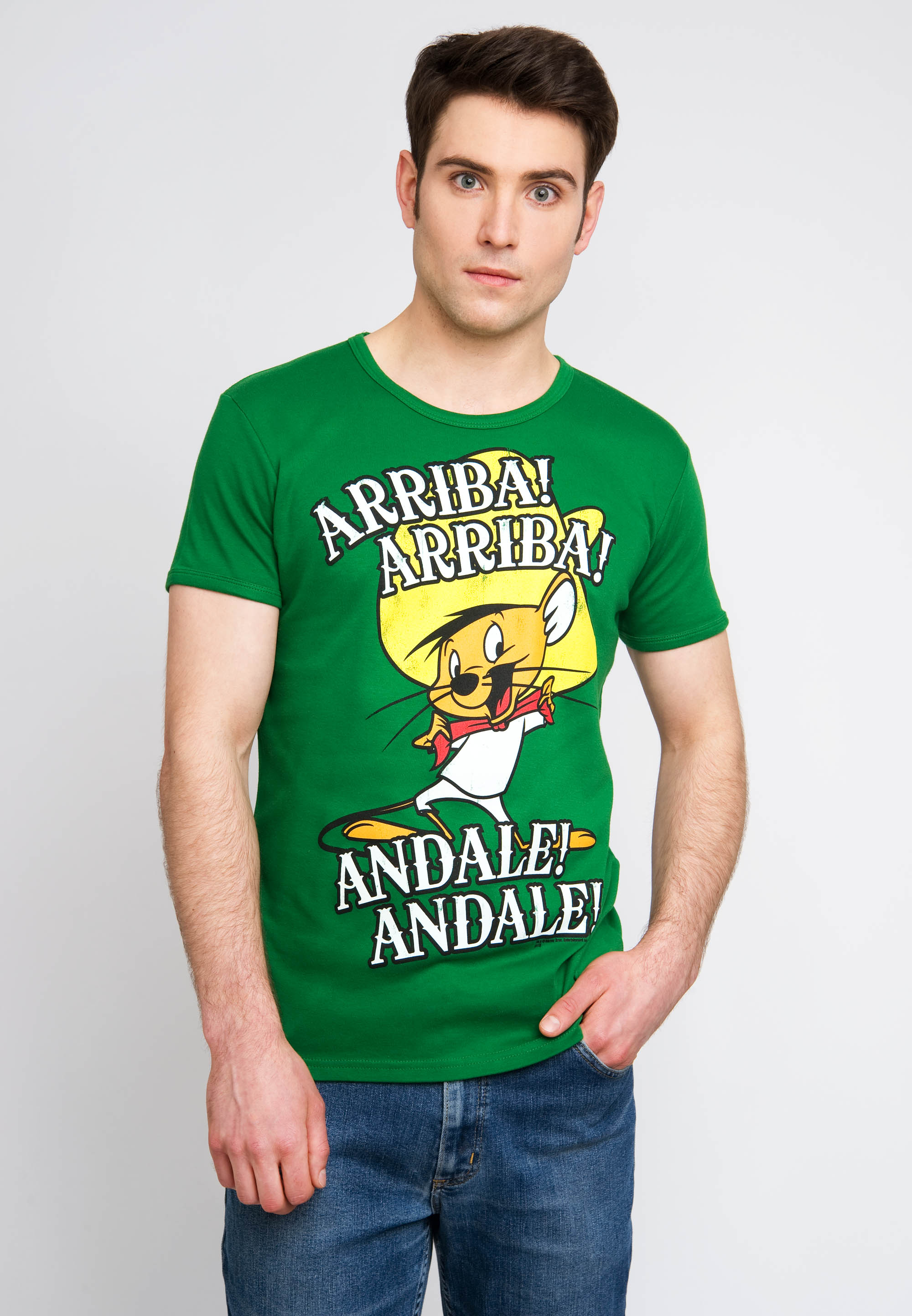 T-Shirt LOGOSHIRT "Looney Tunes - Arriba Andale", Damen, Gr. S, grün, 100% Baumwolle, bedruckt, normal, Rundhals, Shirts T-Shirt, mit Speedy Gonzales Aufdruck