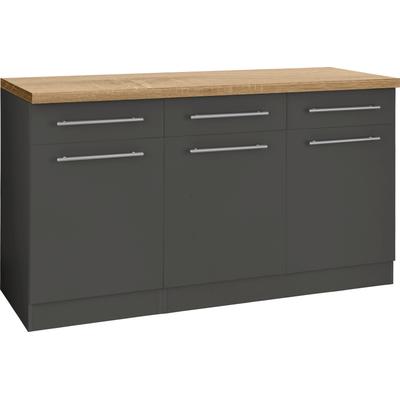 Unterschrank WIHO KÜCHEN "Unna", grau (front und korpus: anthrazit, arbeitsplatte: sonoma eiche), B:150cm H:85cm T:60cm, Schränke, 150 cm breit Image