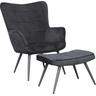 "Sessel BYLIVING ""Uta"" Gr. Samt, mit Hocker, B/T: 60 cm x 80 cm, schwarz Einzelsessel wahlweise mit oder ohne Hocker, in Cord, Samt Webstoff"
