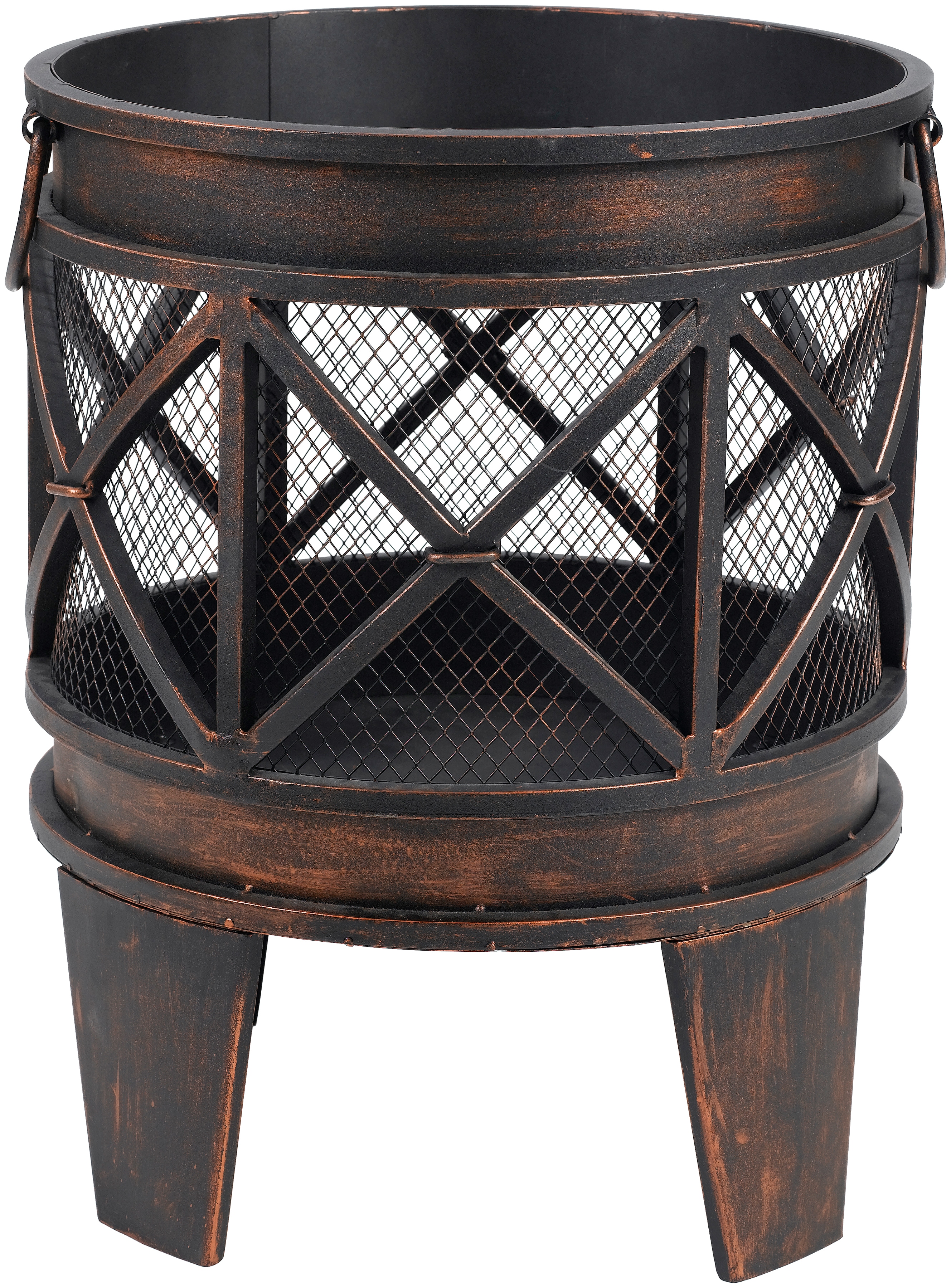 Feuerstelle TEPRO "Gracewood", schwarz (schwarz, bronzefarben), B:42cm H:53cm L:42cm, Stahl, Feuerkörbe, BxLxH: 42x42x53 cm